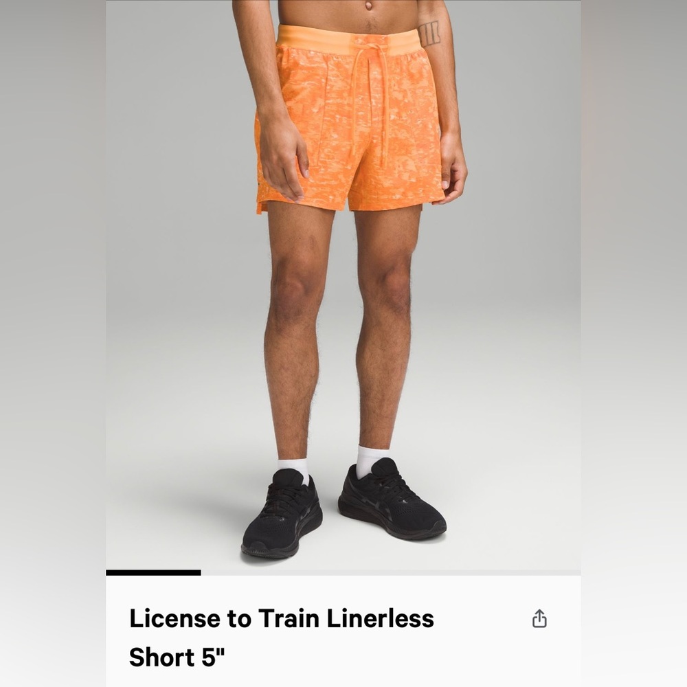 License to train 5” shorts orange.